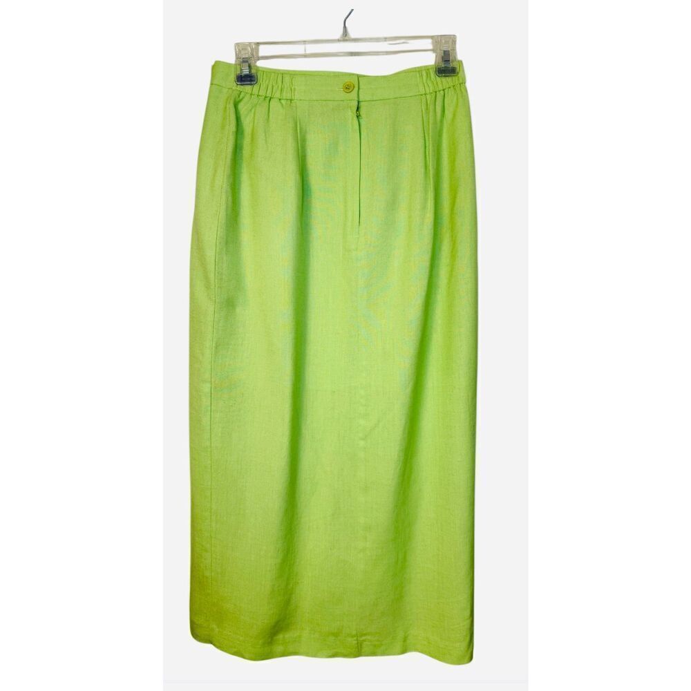 Requirements Linen Blend A-Line Skirt Bright Green Sz. 8  Professional Country C - Picture 5 of 8